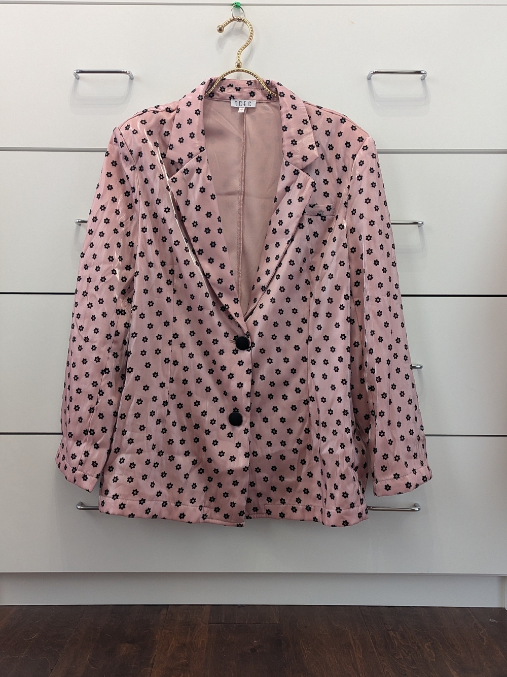 TCEC Floral Blazer Large Flower In Pink & Black